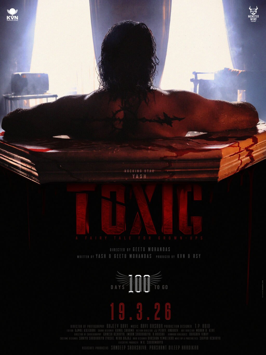 Toxic: 100 Days to Release | New Poster & Star Crew Revealed | Yash, Geethu Mohandas