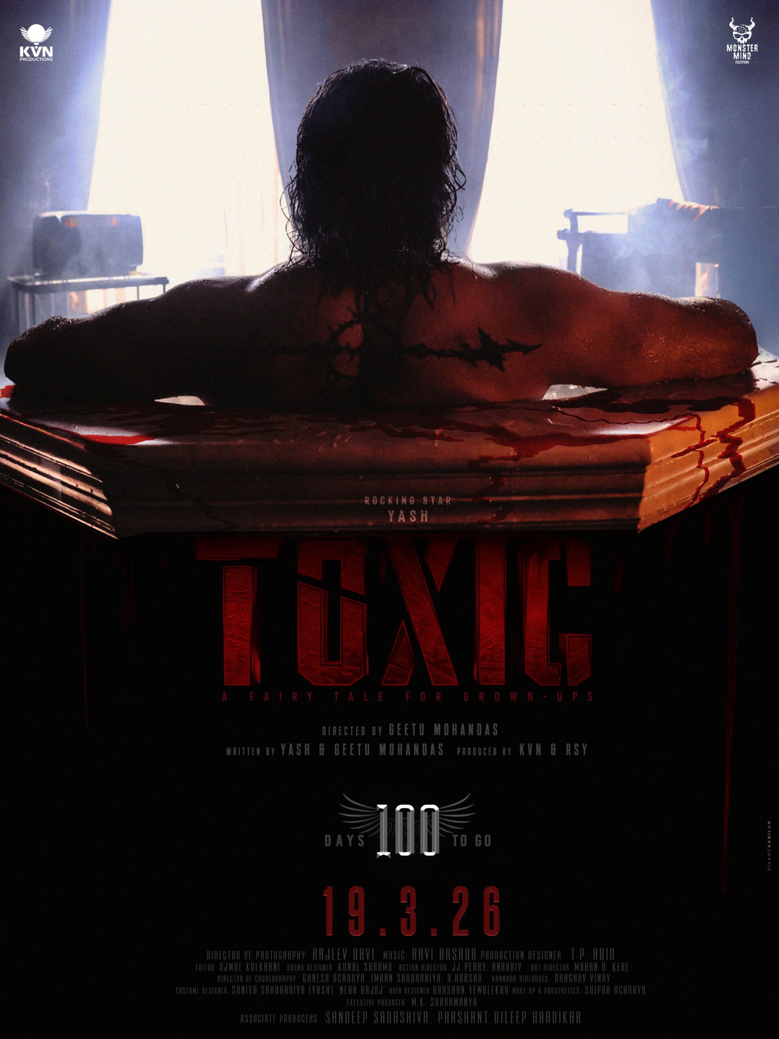 Toxic: 100 Days to Release | New Poster & Star Crew Revealed | Yash, Geethu Mohandas