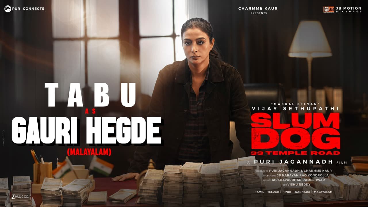 Tabu's Powerful Character Glimpse Released from Vijay Sethupathi & Puri Jagannadh's Slum Dog – 33 Temple Road