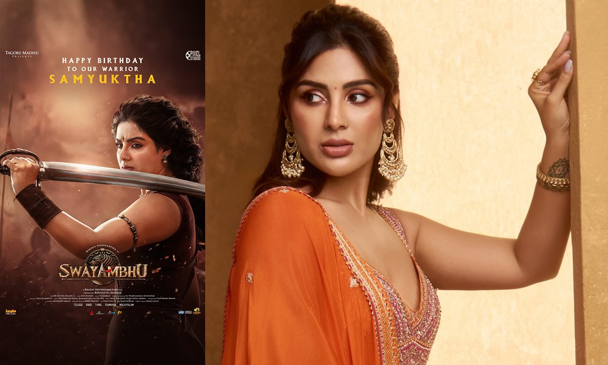 Swayambhu: Samyuktha as Warrior Bhoomi; Birthday Special Character Poster Out